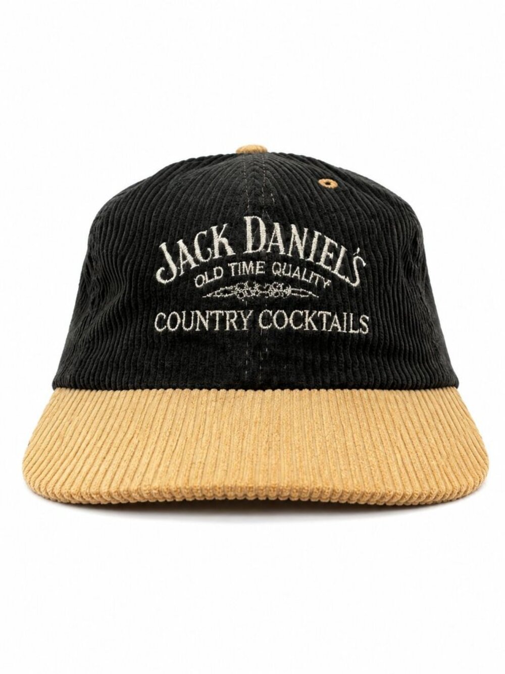 Jack Daniels Unisex Corduroy Baseball Cap Gray & Tan Adjustable Strap Pre-Owned